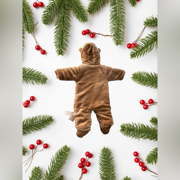 Cartoon Bear Snowsuit Infant Jumpsuit Footed Coveralls 12 months NWT Unisex - Picture 3 of 8